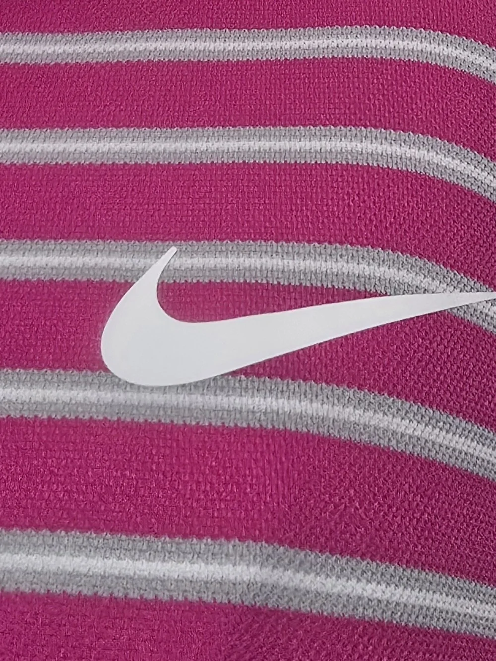 Nike Men’s Pink Striped Polo Shirt - Large